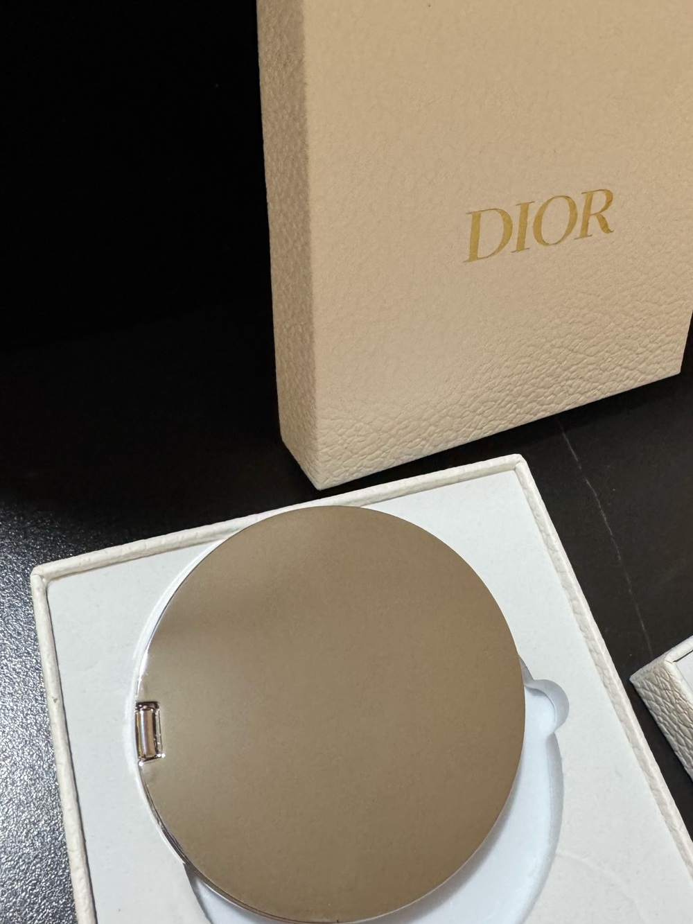 Christian Dior Round make up mirror with Blue Toile "Christian Dior" Motif - Picture 2 of 2